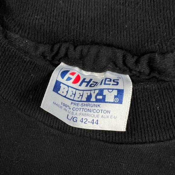 Hanes Beefy-T Vintage T-shirt Size Large Puffy Print Ocean Critters Crab Fish - Picture 3 of 7